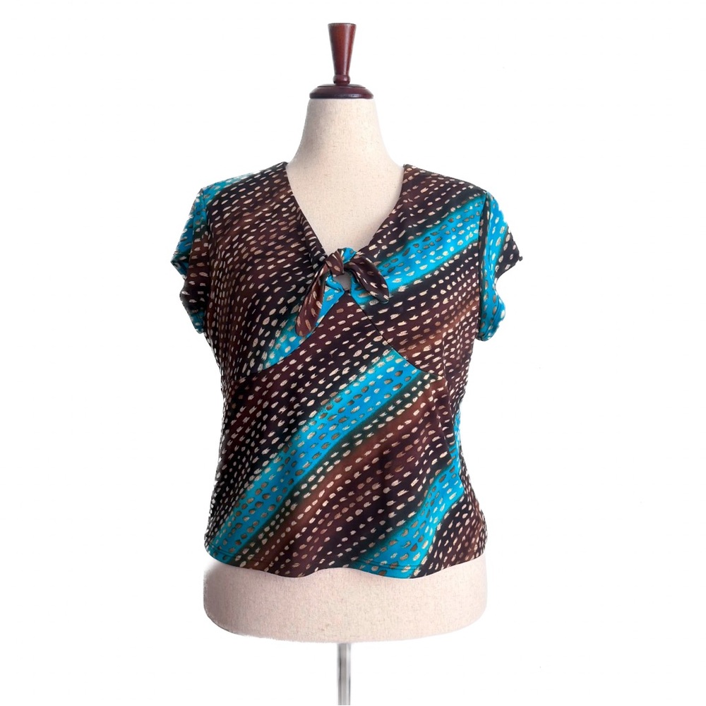 Vintage Brown and Blue Women's Top